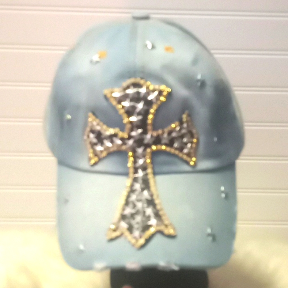 Cross Bling 💎 Denim Baseball Cap